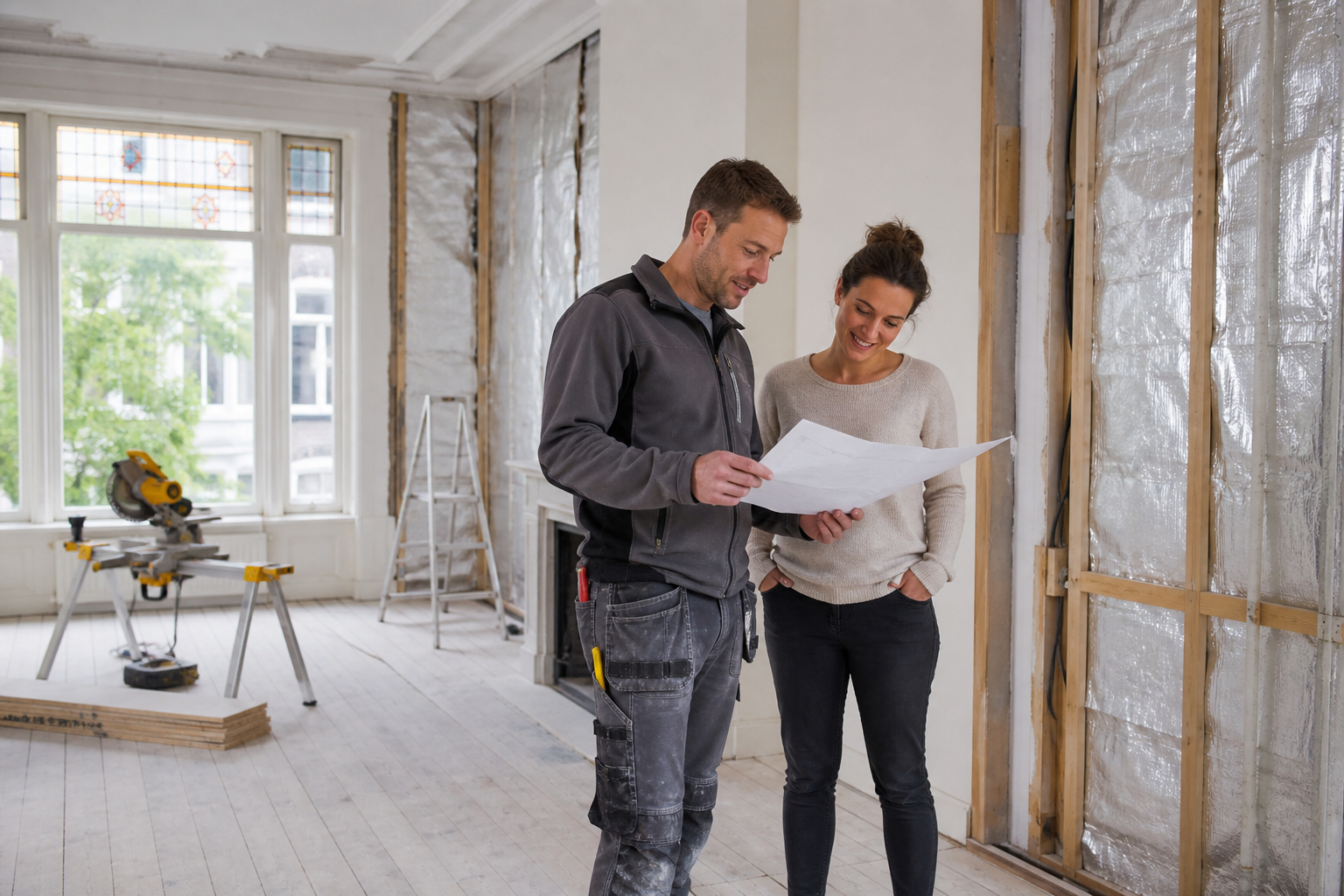 Renovatie van de hal in 2026: zo combineert u stucwerk, schilderwerk en slijtvaste afwerking